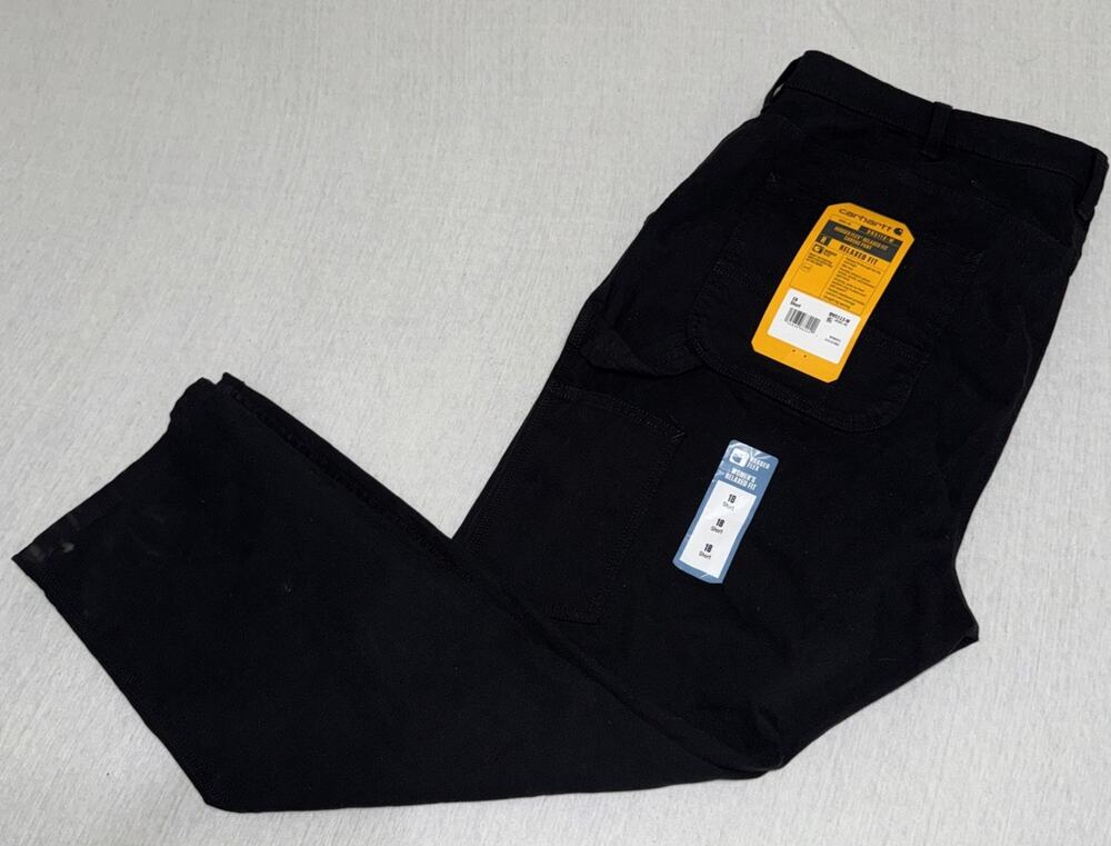 Carhartt Women Pants 18 Short Black Relaxed Fit BD5113-W Rugged Flex Canvas NWT